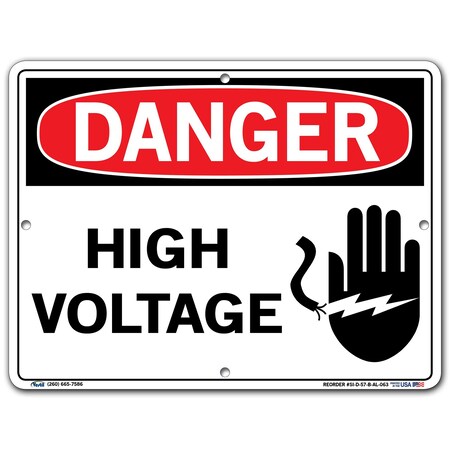 Vestil Sign, Danger, 12.5x9.5", Aluminum, .063, SI-D-57-B-AL-063 SI-D-57-B-AL-063